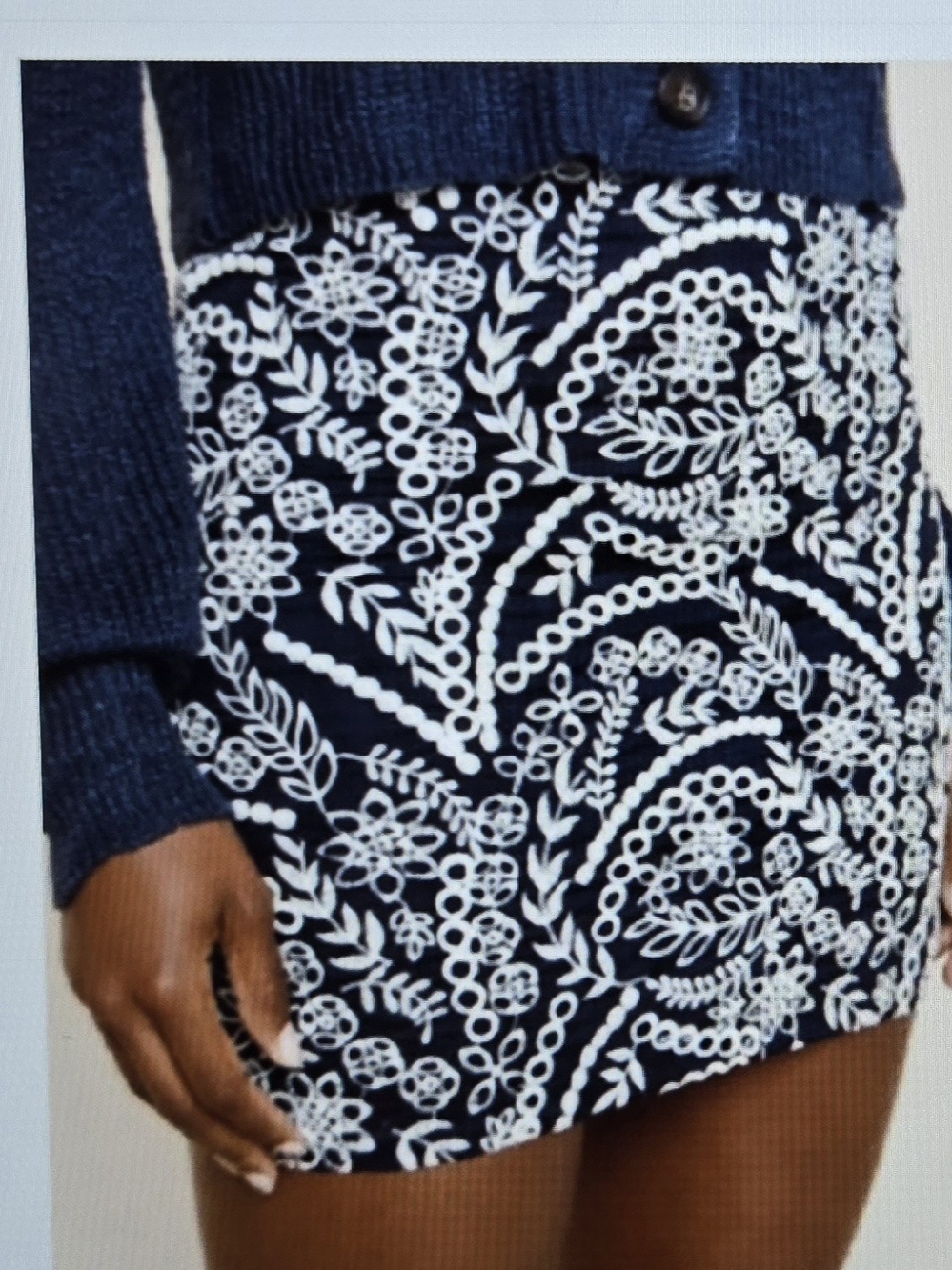 NWT Navy & White Floral Lace-Print Mini Skirt Size 1X